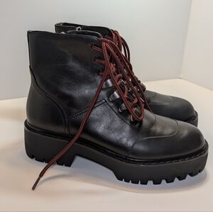 Zara Woman Botin Black Leather Ankle Boots Size EU 38 US Size 7.5
